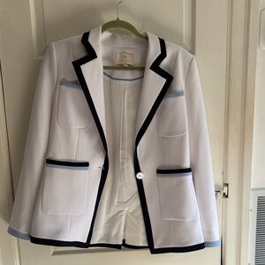 Etcetera White Blazer with Blue Accents